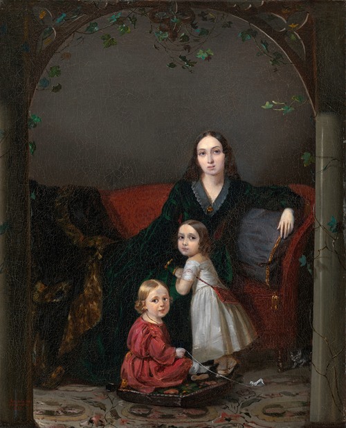 Portrait of Anna Grigorievna Ermolova (1807—1852), née Obolonskaya, with Her Children