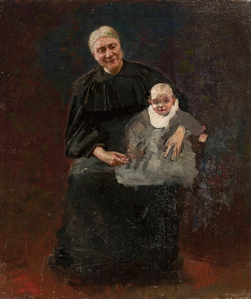 Portrait of Michalina Szymanowska née Naimska, artist’s mother with her grandson Wacław