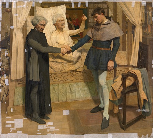 Jacob van Maerlant Predicting Jan Breydel en Pieter de Coninck the Liberation of Flanders on his Deathbed