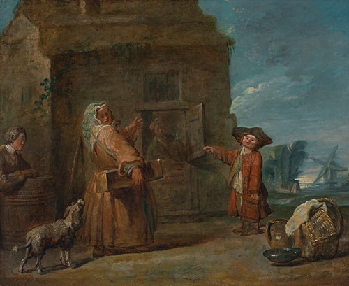 A genre scene, possibly La boïte du prestidigitateur (‘The Conjurer’s Box’)