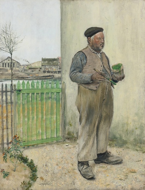 Bonhomme venant de peindre sa barrière(Man Having Just Painted His Fence)