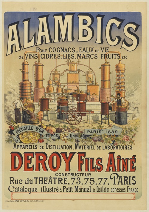 Alambics pour cognacs, eaux de vie de vins, cidres. Appareils de distillation, Matériel de laboratoires Deroy fils Aîné constructeur