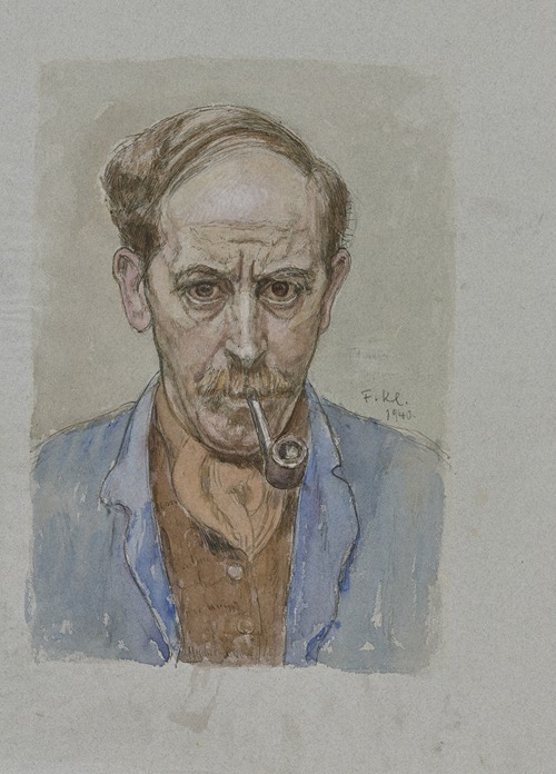 Self-portrait with pipe