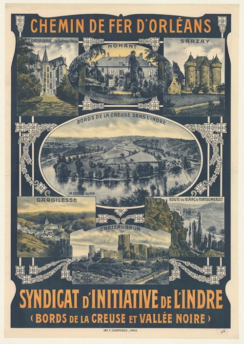 Chemin de fer d’Orléans. Syndicat d’initiative de l’Indre (bords de la creuse et Vallée noire)