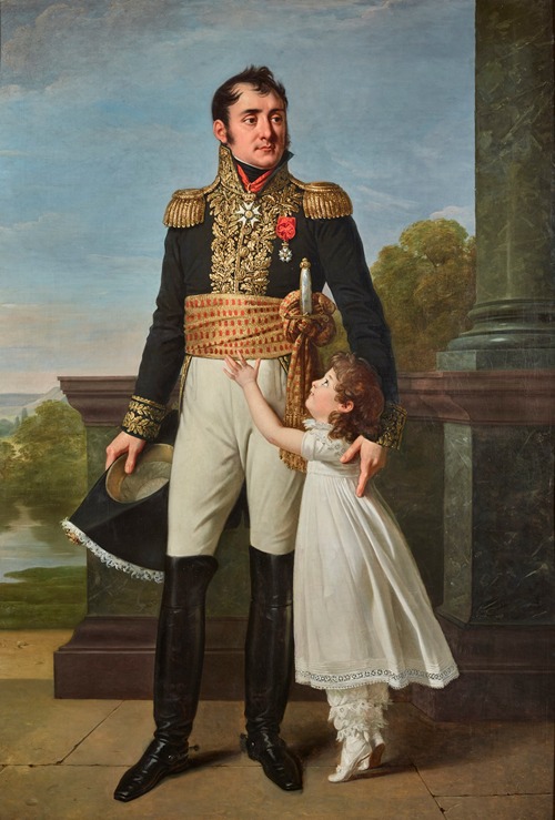 Portrait du baron Solignac avec sa fille Louise-Delphine