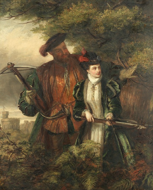 Henry the Eighth and Anne Boleyn deer-shooting in Windsor forest