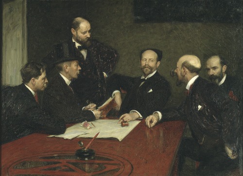 The Council of the Society of Artists (Christian Eriksson, Eugène Jansson, Karl Nordström (ordf), Robert Thegerström, Richard Bergh. Standing Nils Kreuger)