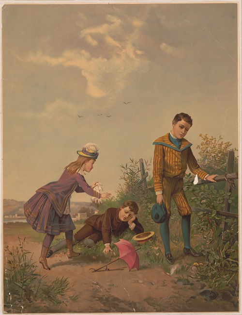 Girl comforting 2 boys taken ill from smoking