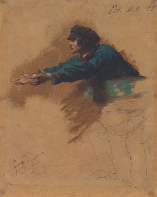 Young Man Leaning Forward with Outstretched Arms (Study for Soldiers Distributing Bread to the Poor)