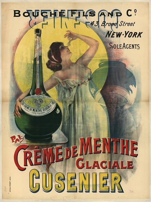 Bouchée fils and C°. New York sole Agents Crème de menthe glaciale Cusenier
