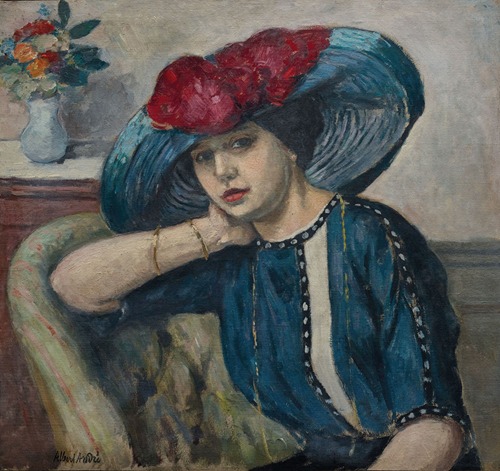 Femme au chapeau bleu