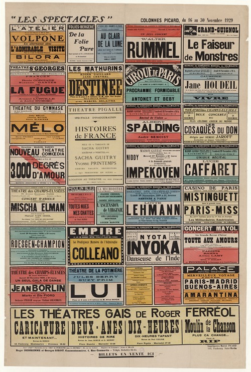 Les spectacles, colonnes Picard, du 16 au 23 novembre 1929