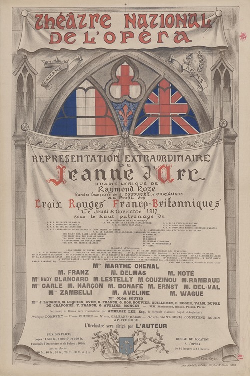 Théâtre national de l’Opéra. Représentation extraordinaire. Jeudi 8 novembre 1917. Jeanne d’Arc