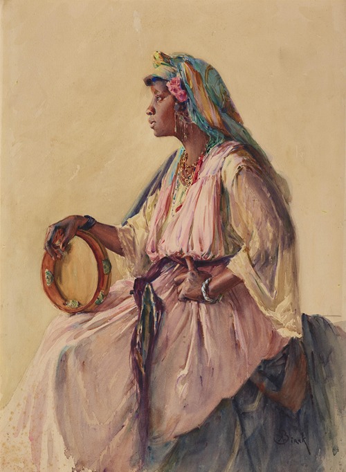 Algerische Tänzerin mit und Tambourin