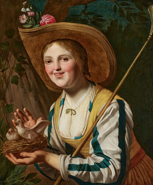 A shepherdess holding a bird’s nest