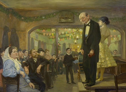 Folk singer performance (Jean Meneghini and Mizzi Lang) in a Viennese suburban inn