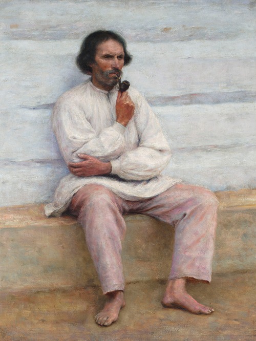 Peasant smoking a pipe, study for the painting “Peasant coffin”
