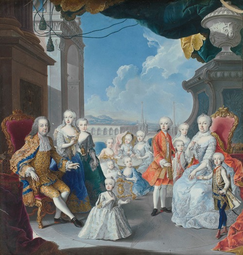 Cesarzowa Maria Teresa Habsburg (1717-1780) i Franciszek I Lotaryński (1708-1765) z dziećmi