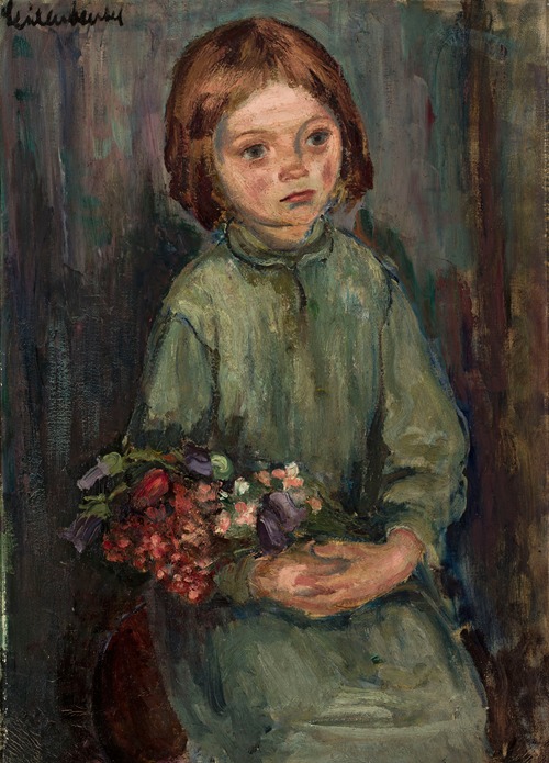 Portrait of a little girl with flowers