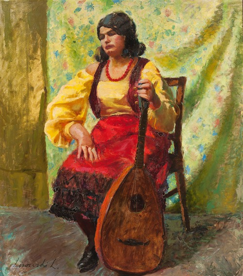 Gypsy woman with a mandolin
