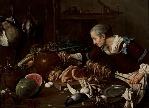 Cook stuffing quails on a spit