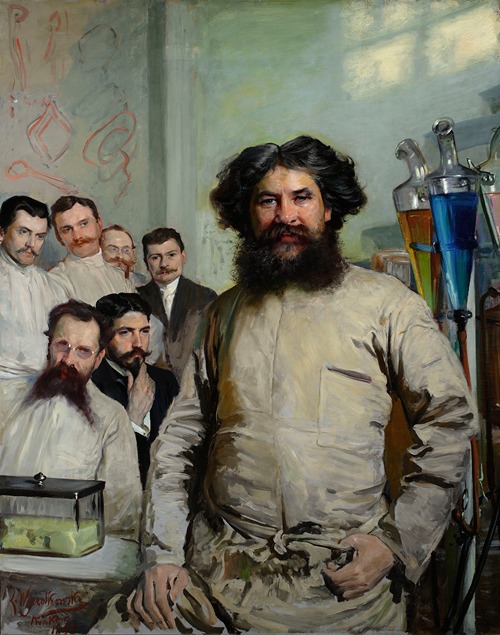Portrait of Dr. Ludwik Rydygier with assistants
