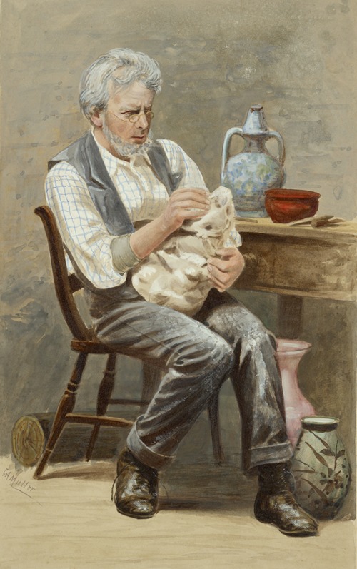 Edward S. Willard as Cyrus Blenkarn in the play The Middleman