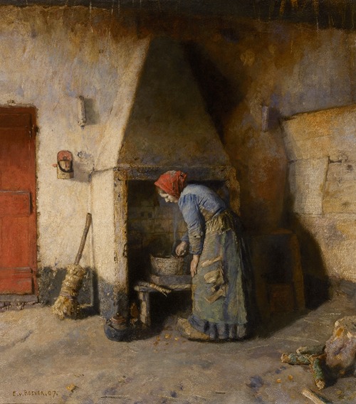 Vrouw bij de haard