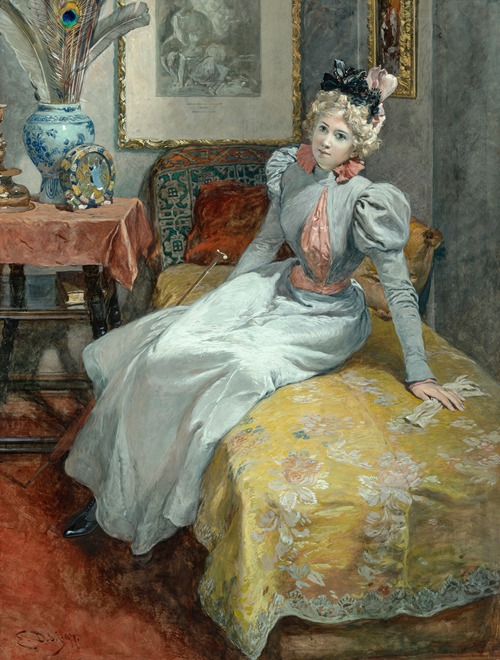 Élégante sur un sofa