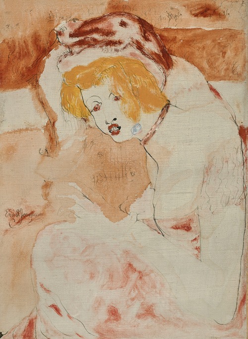 Woman with a Cat on her Head (Kvinna med katt på Huvudet)