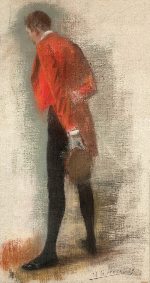 Etude d’homme de dos à la veste rouge