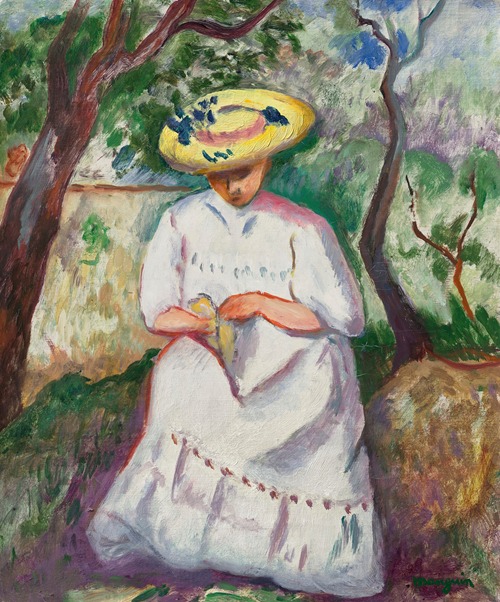 Jeanne cousant sous un chêne-liège, Villa Demière