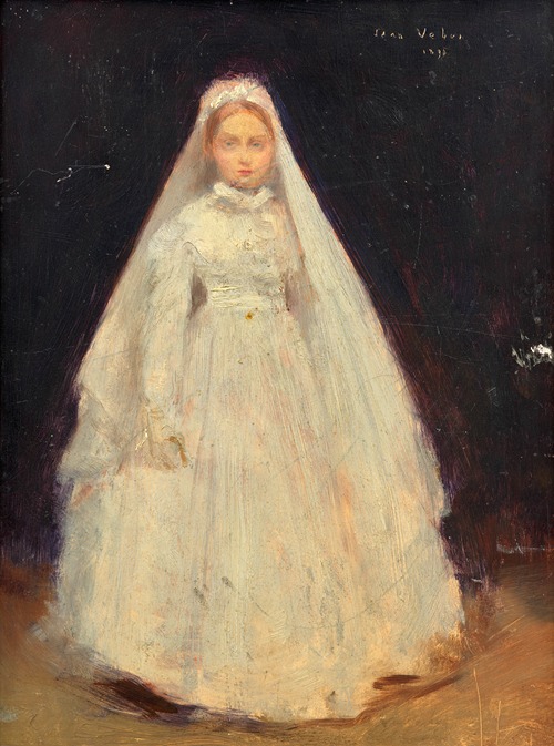 Portrait of Suzanne Doumix taking communion