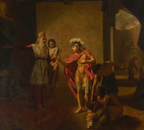 Ahimelek presenting David the sword of Goliath