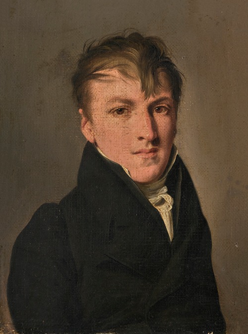 Portrait of a young man in a black suit