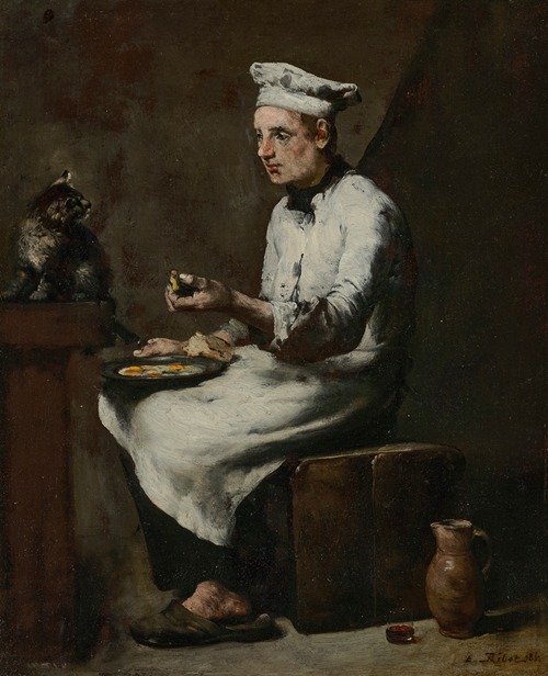 A cook eating his morning meal