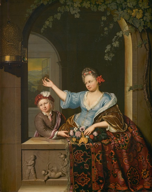 Vrouw in balkon