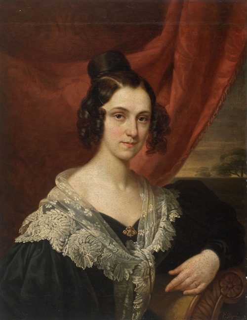 Portrait of Cordelie Caroline Jeannette De Meulemeester, the Wife of Maximiliaan Macharius Van Aelbroeck