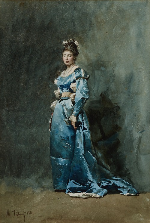 A Young Woman in a Blue Dress