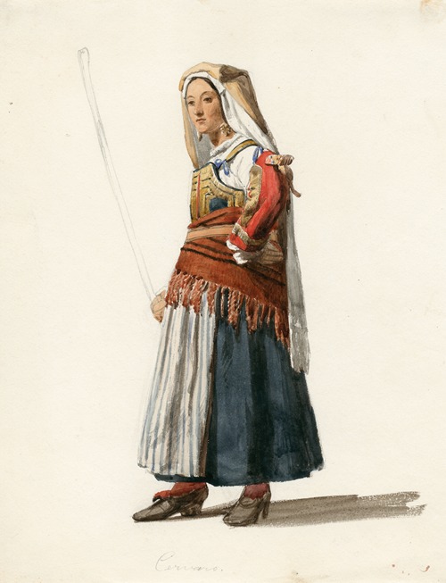Young woman from Cervaro, Italy, in local costume
