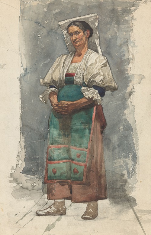 Staande vrouw in klederdracht