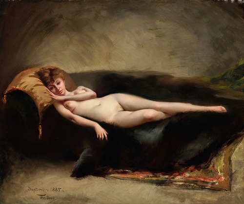 Femme nue couchée dans un divan