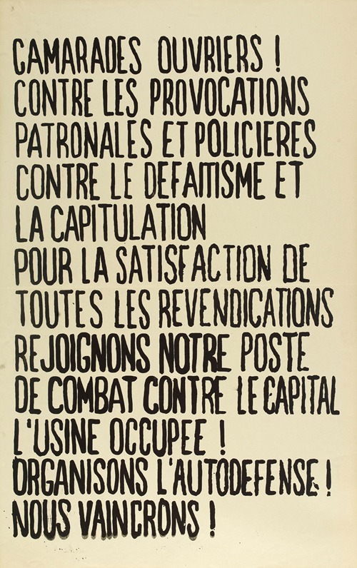 Camarades Ouvriers Contre Les Provocations Patronales Et Policieres Contre Le Defaitisme Et La Capitulation