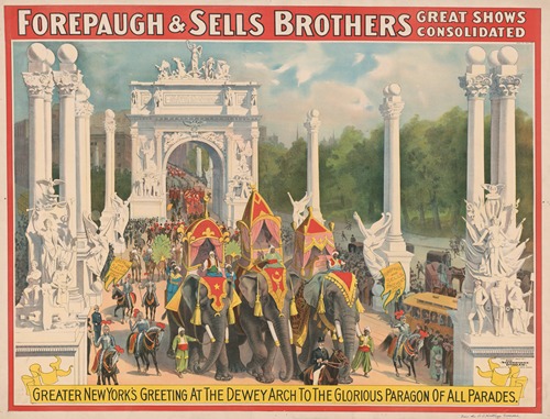Forepaugh and Sells Brothers great shows consolidated–Greater New York’s greeting at the Dewey Arch to the glorious paragon of all parades