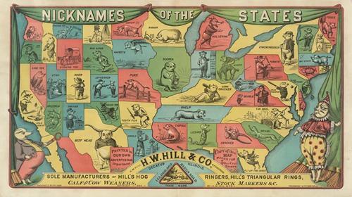 Nicknames of the states. H.W. Hill & Co. Decatur Illinois sole manufacturer of Hill’s hog ringers