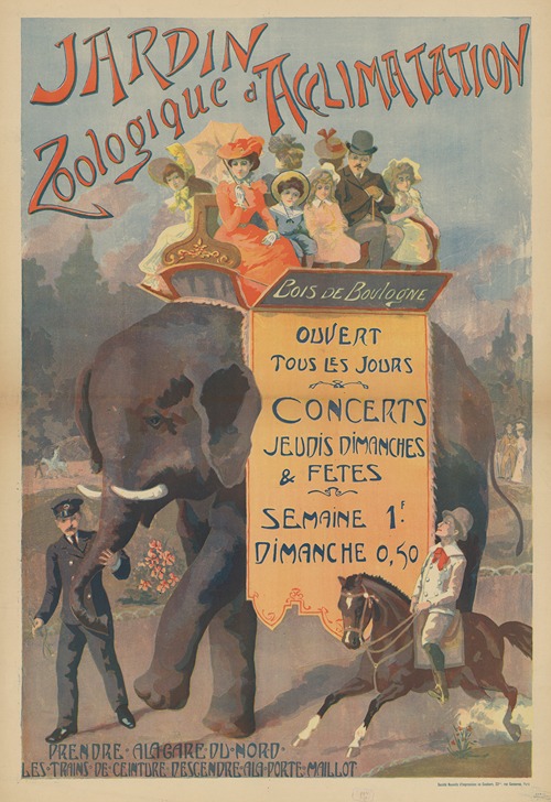 Jardin zoologique d’acclimatation. Bois de Boulogne. Ouvert tous les jours