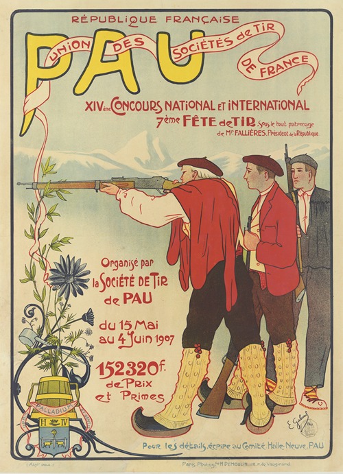 Pau – XIVème concours national et international, 7ème fête de tir du 15 mai au 4 juin 1907