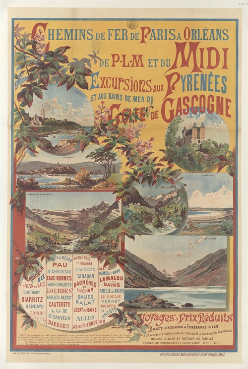 Chemins de fer de Paris à Orléans – excursions aux Pyrénées et aux bains de mer du golfe de Gascogne