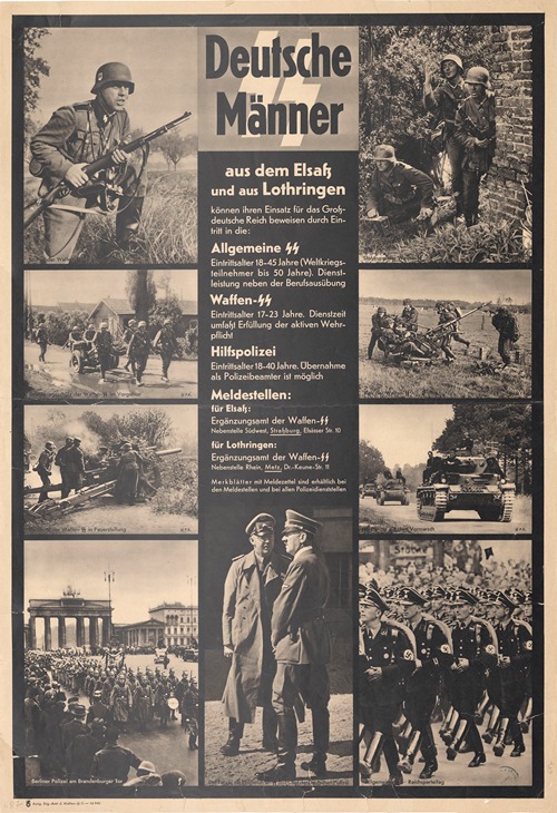 Deutsche Maenner SS aus dem Elsass und aus Lothringen können ihren Einsatz für das Grossdeutsche Reich beweisen
