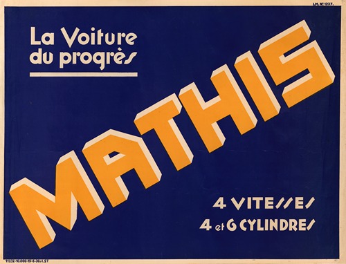 Mathis. La voiture du progrès, 4 vitesses et 4 cylindres